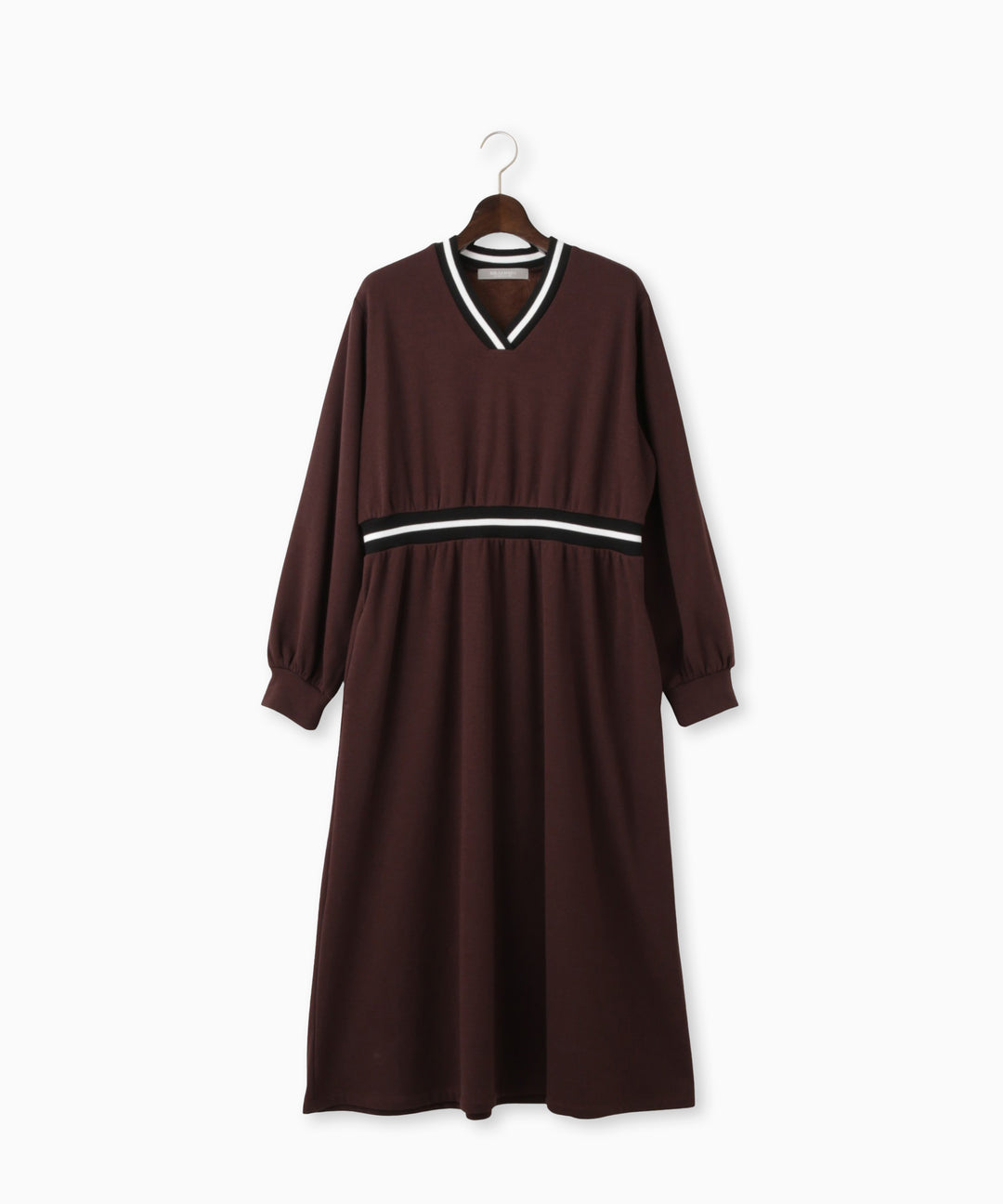 裏起毛ボーダーリブワンピース