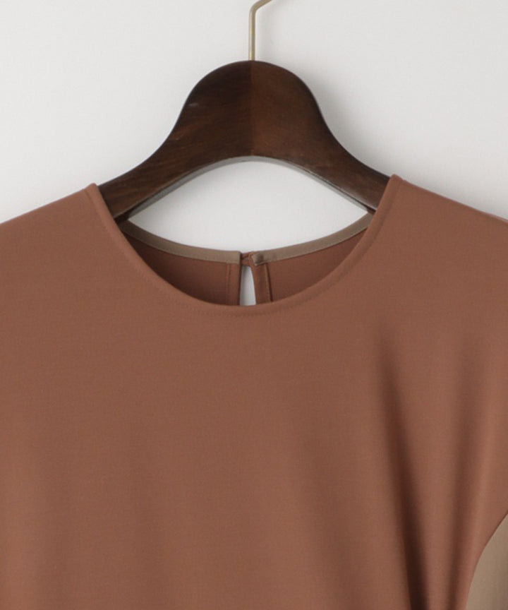 Side Ribbon Bi-Color Dress