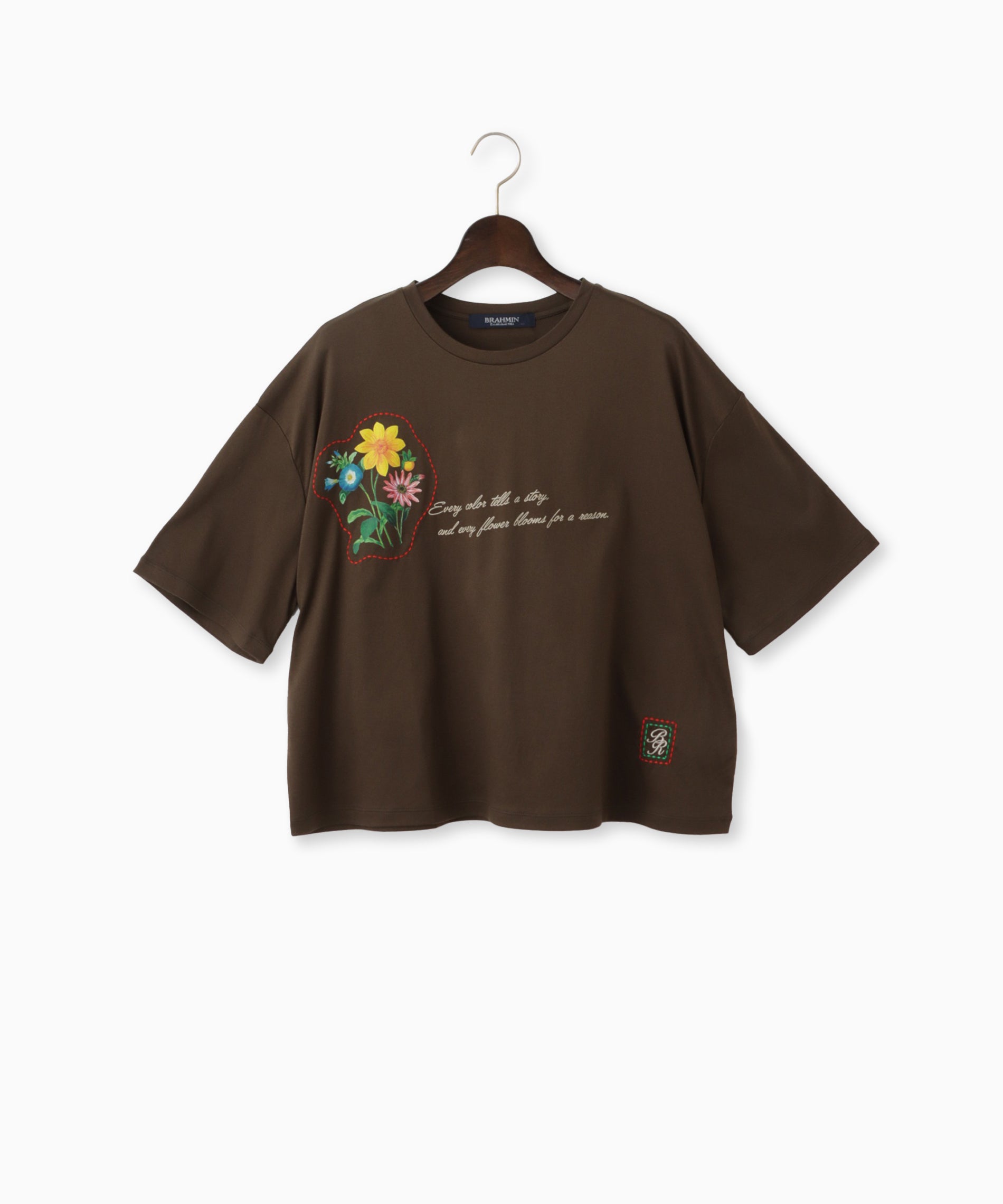 ステッチ刺繍フラワーデザインTシャツ – FACE SANS FARD
