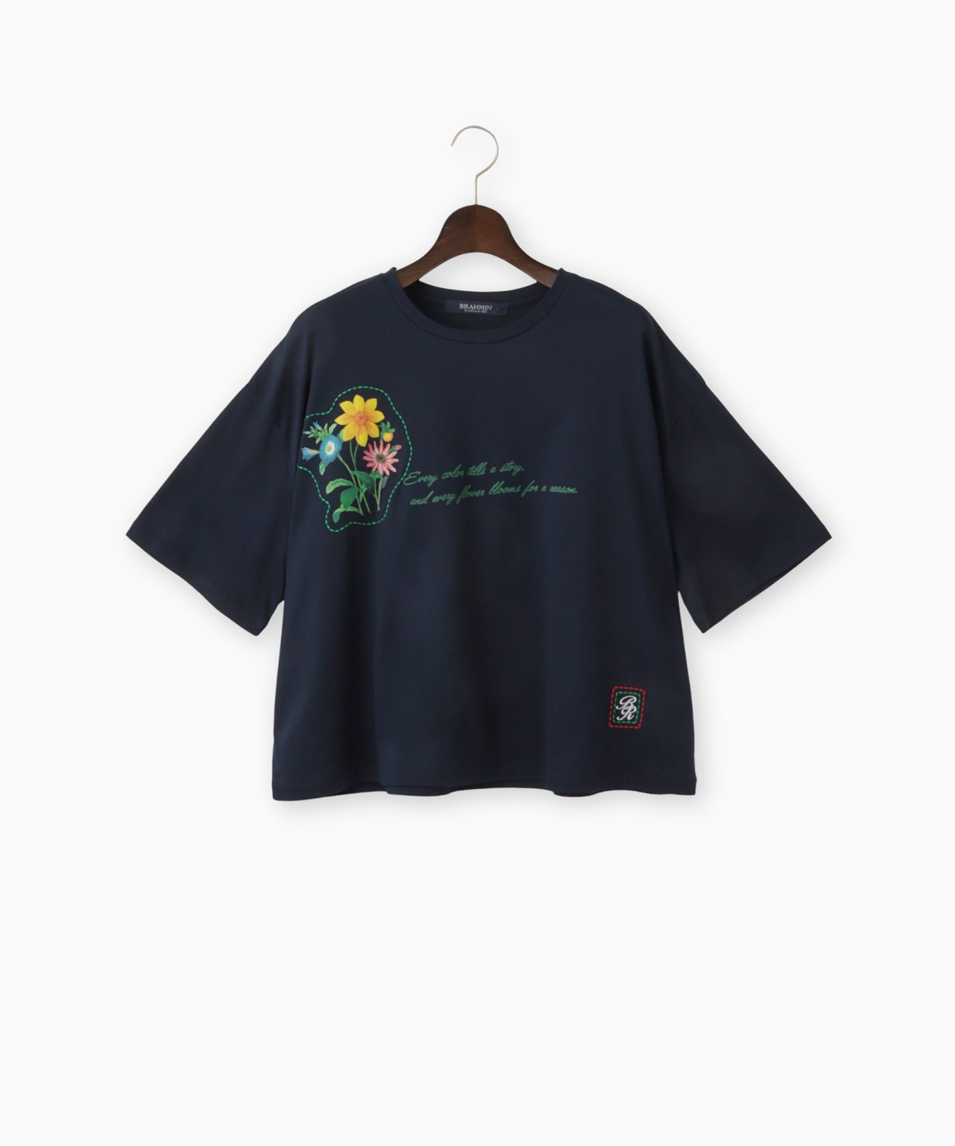ステッチ刺繍フラワーデザインTシャツ – FACE SANS FARD
