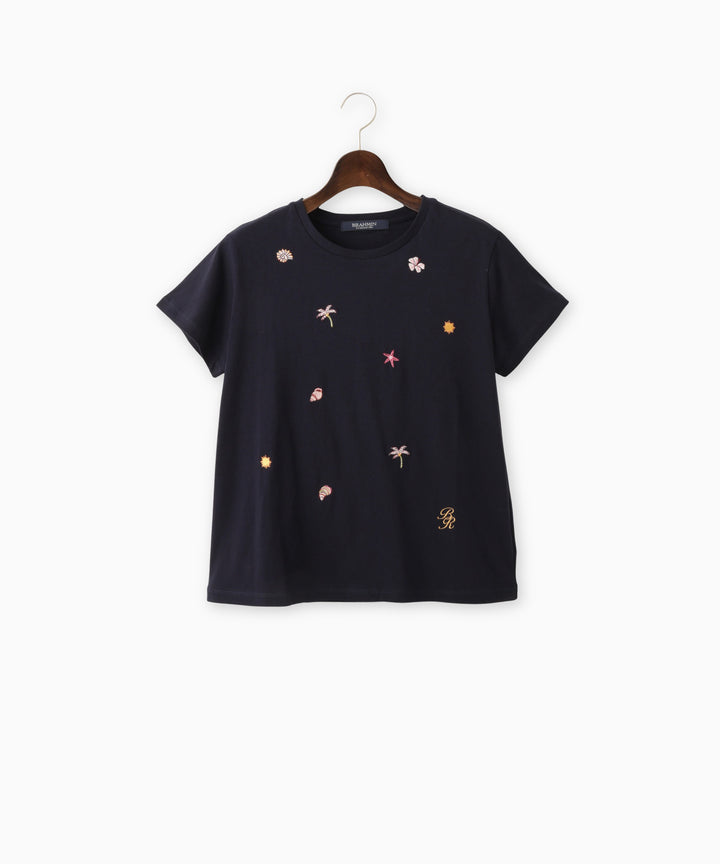 マリンモチーフ刺繍Tシャツ