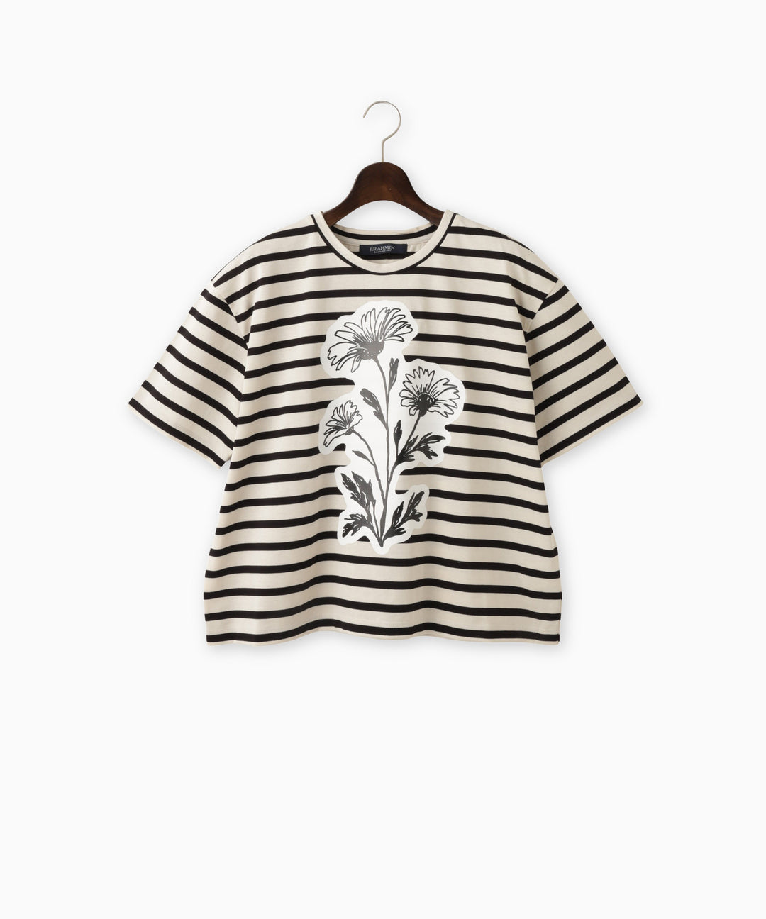 フラワープリントボーダーTシャツ