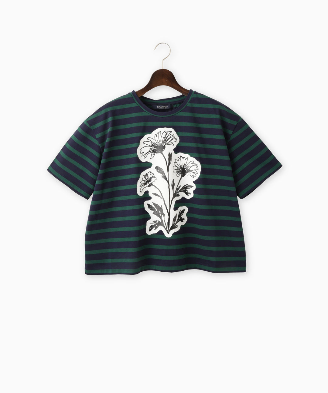 フラワープリントボーダーTシャツ