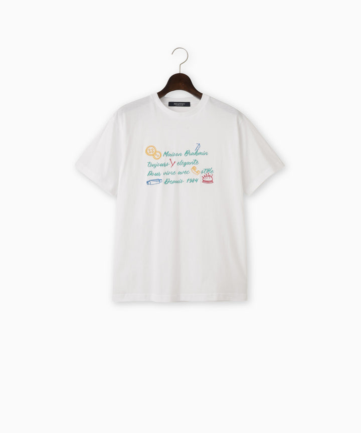 刺繍ロゴプリントクルーネックＴシャツ