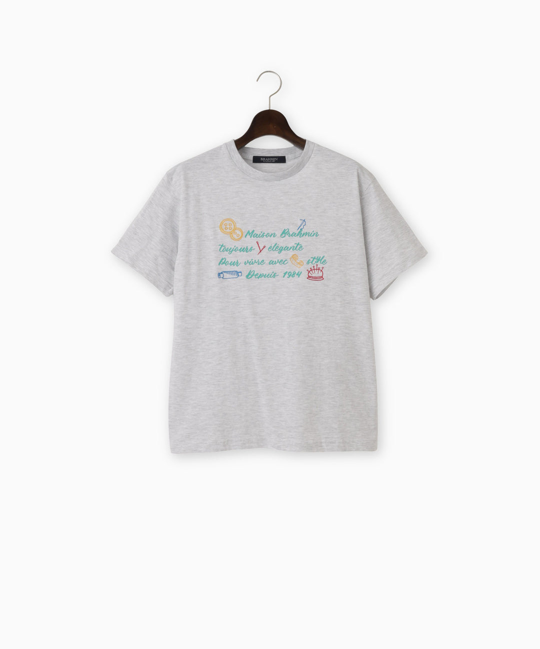 刺繍ロゴプリントクルーネックＴシャツ