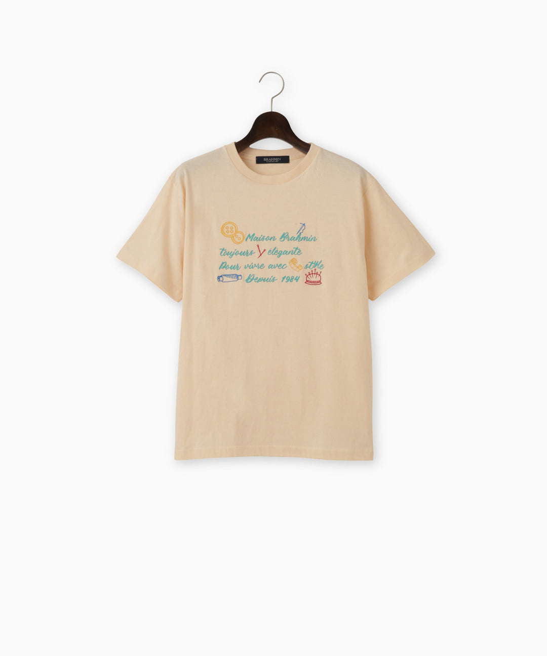 刺繍ロゴプリントクルーネックＴシャツ