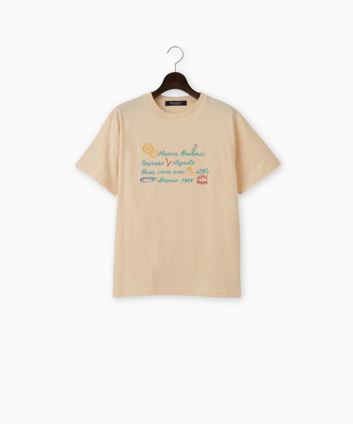 刺繍ロゴプリントクルーネックＴシャツ