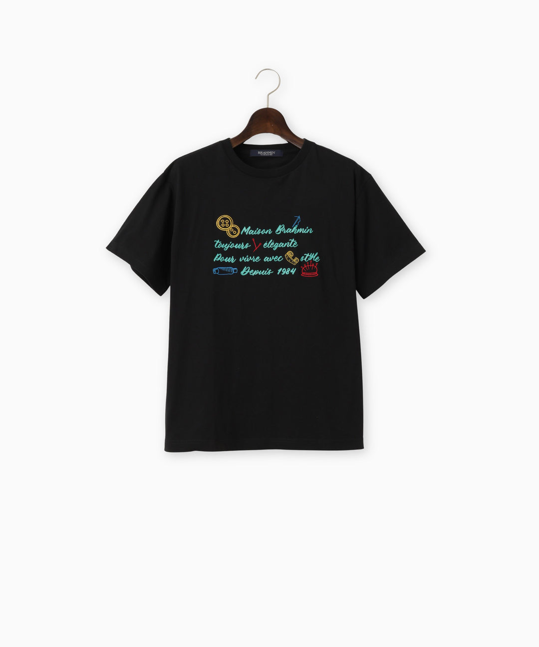 刺繍ロゴプリントクルーネックＴシャツ