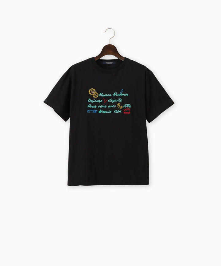 刺繍ロゴプリントクルーネックＴシャツ