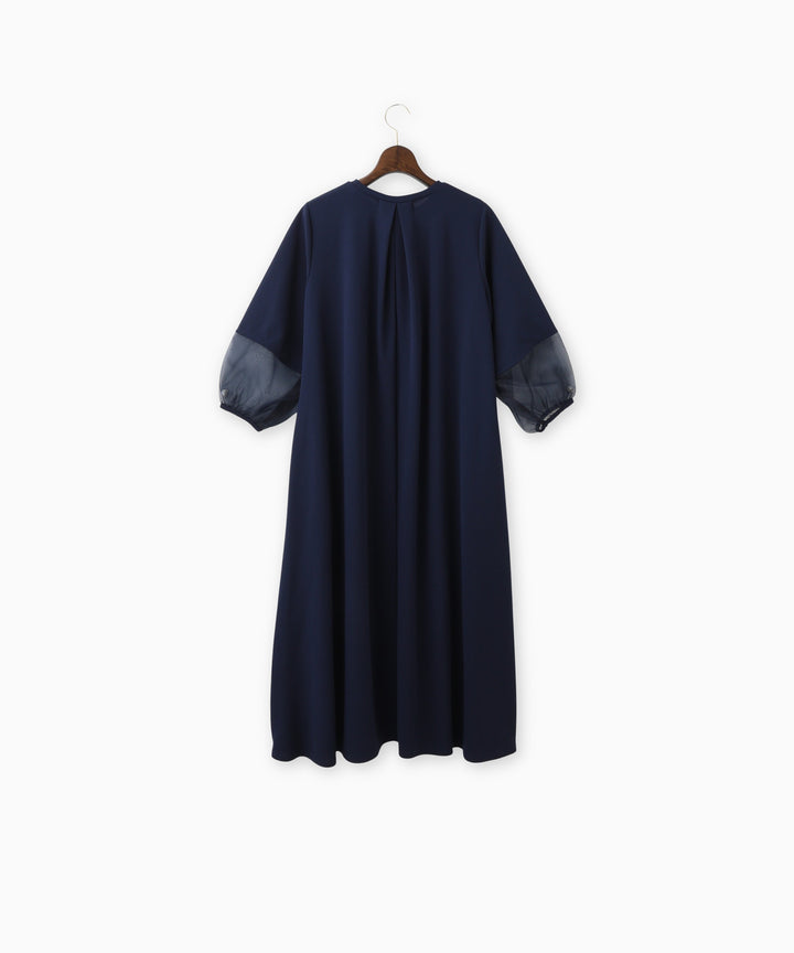 異素材ドッキングジョーゼットワンピース