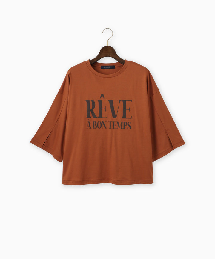 袖スリットロゴプリントTシャツ