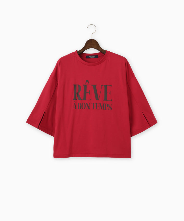 袖スリットロゴプリントTシャツ