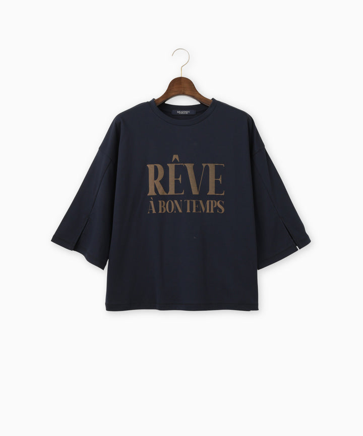 袖スリットロゴプリントTシャツ