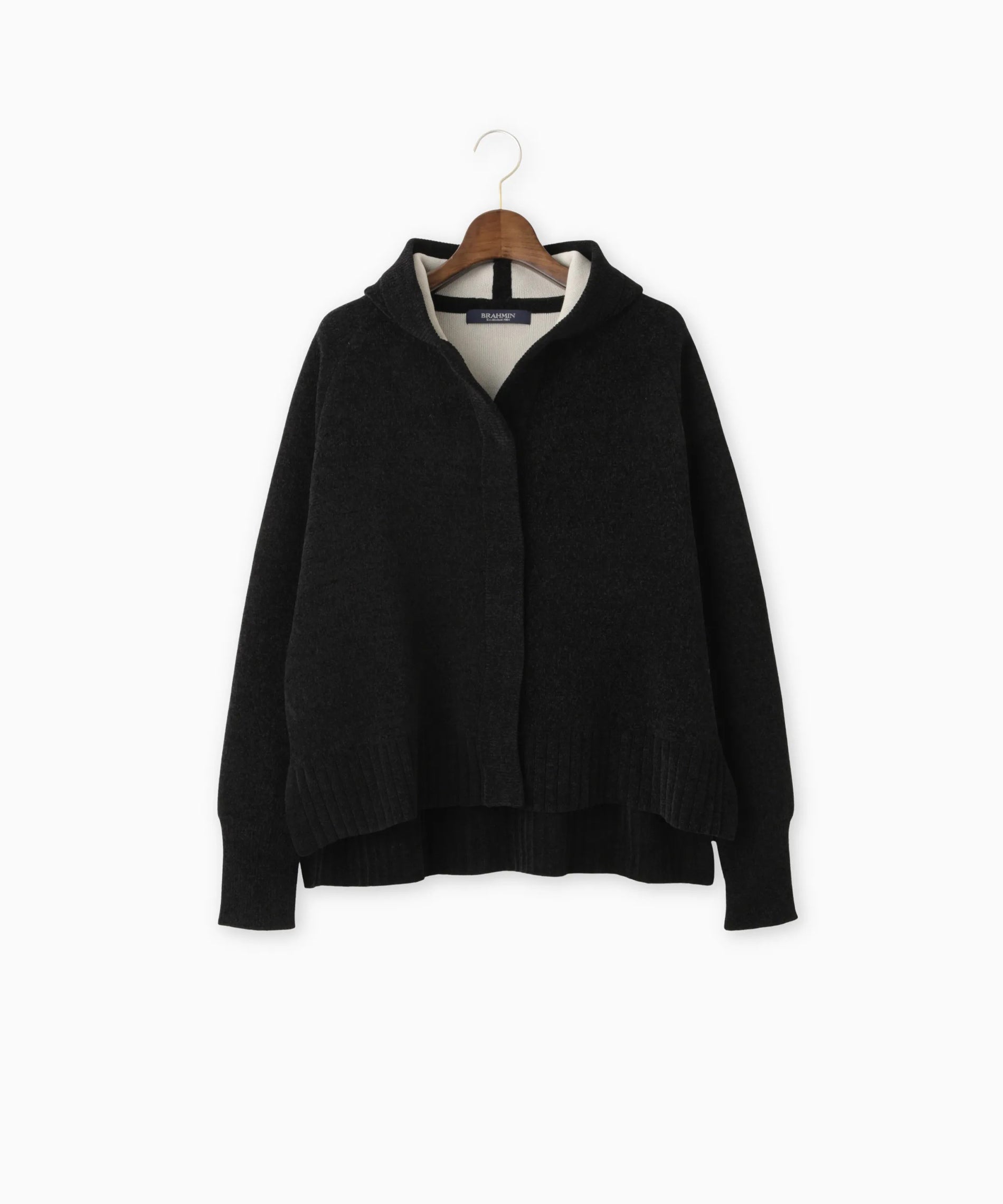 【美品】フォクシー ニットパーカー カーディガン フーディー 黒ブラック 中古・古着通販】FOXEY (フォクシー) FOXファー付ニットパーカー