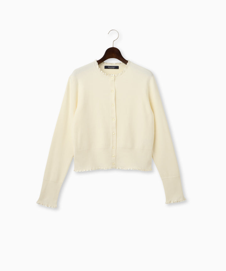 サテンテープフリルニットカーディガン