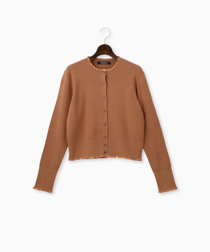 サテンテープフリルニットカーディガン