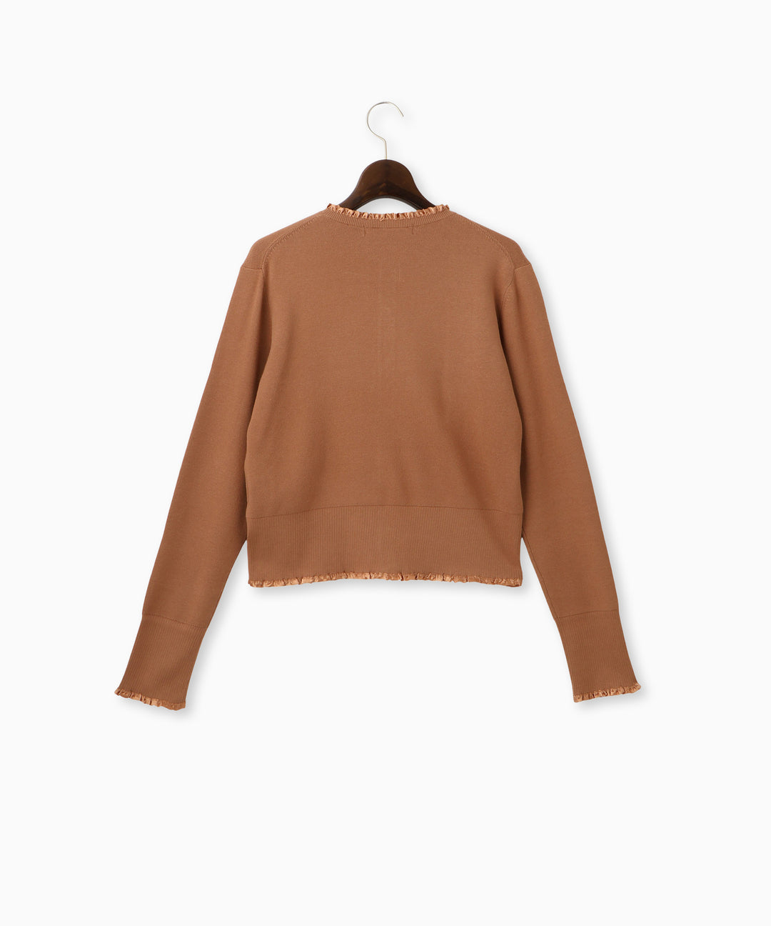 サテンテープフリルニットカーディガン