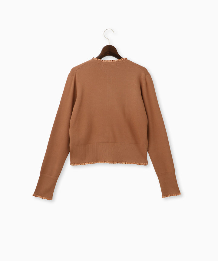 サテンテープフリルニットカーディガン