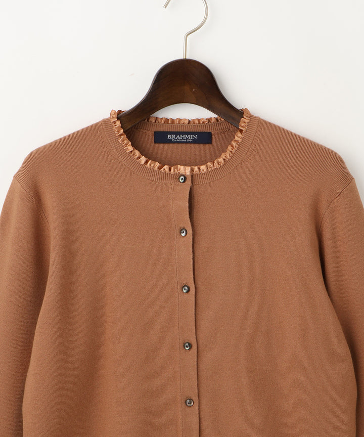 サテンテープフリルニットカーディガン