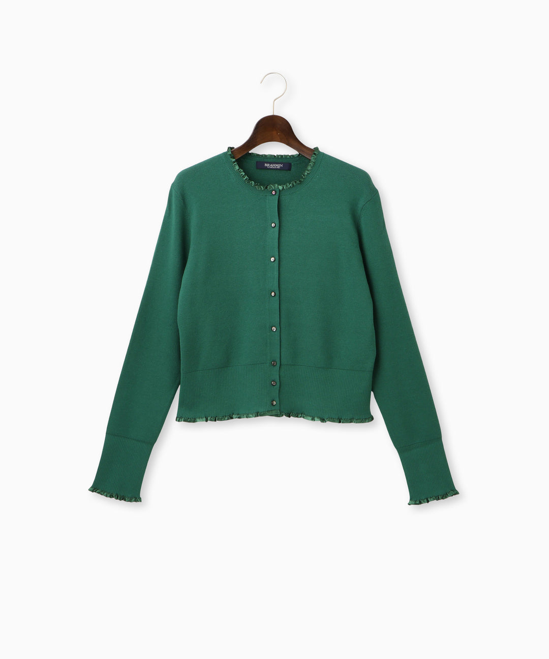 サテンテープフリルニットカーディガン