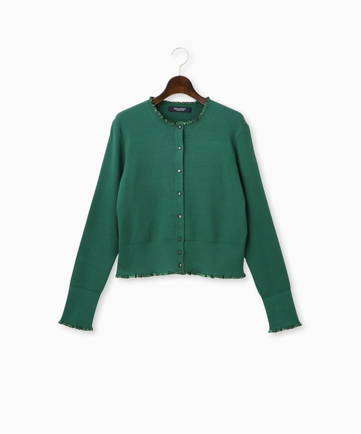 サテンテープフリルニットカーディガン