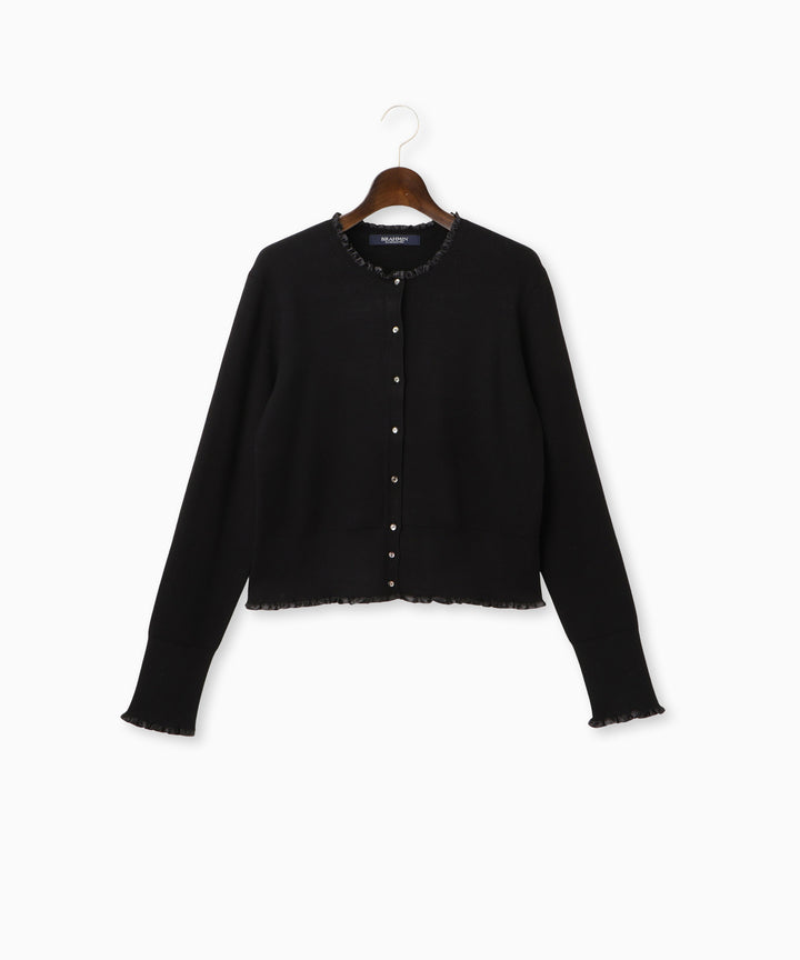 サテンテープフリルニットカーディガン