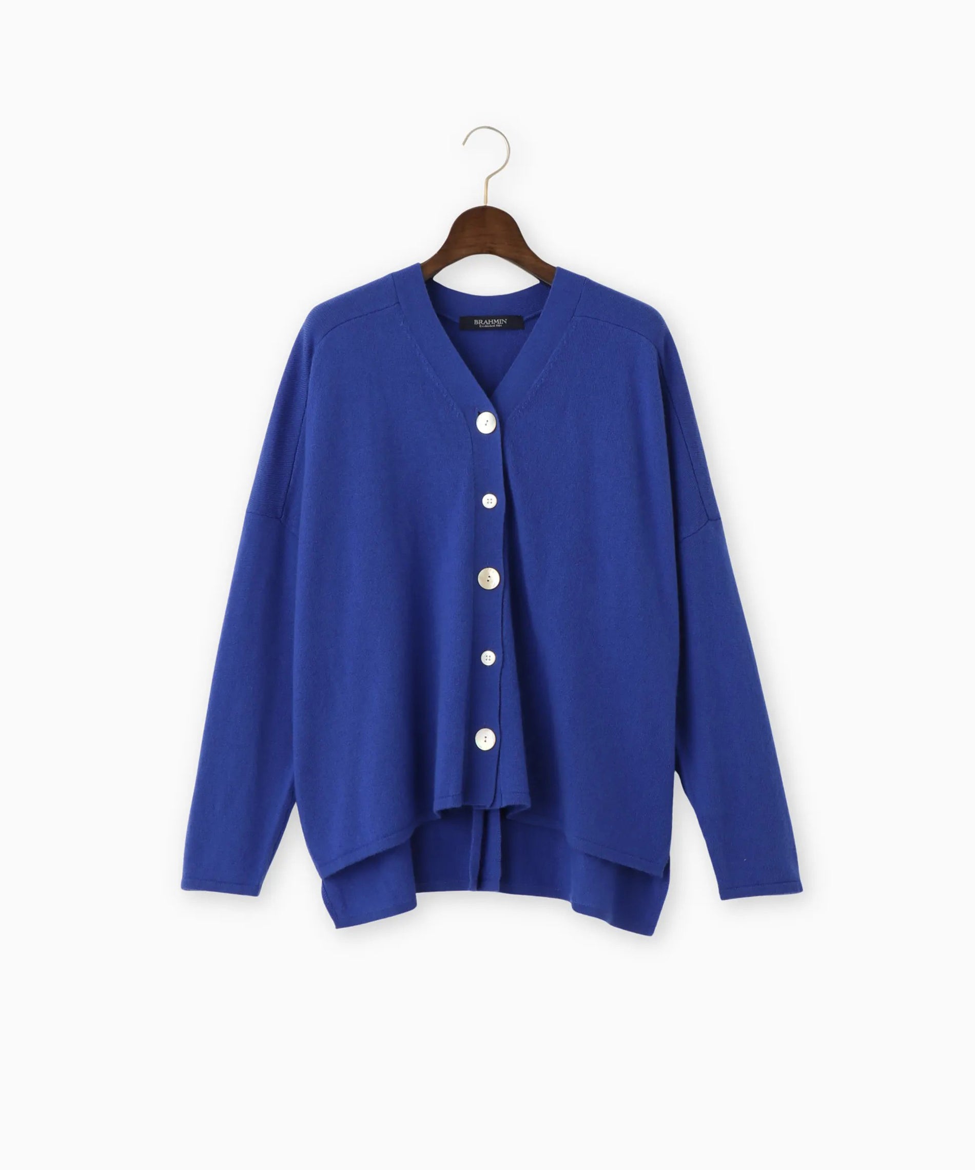 詩仙堂 美品 カーディガン 紺 ネイビー Vネック ボタン留 /HW 綿混のUVカットVネックロングカーディガン(洗濯機OK・吸汗速乾・UV