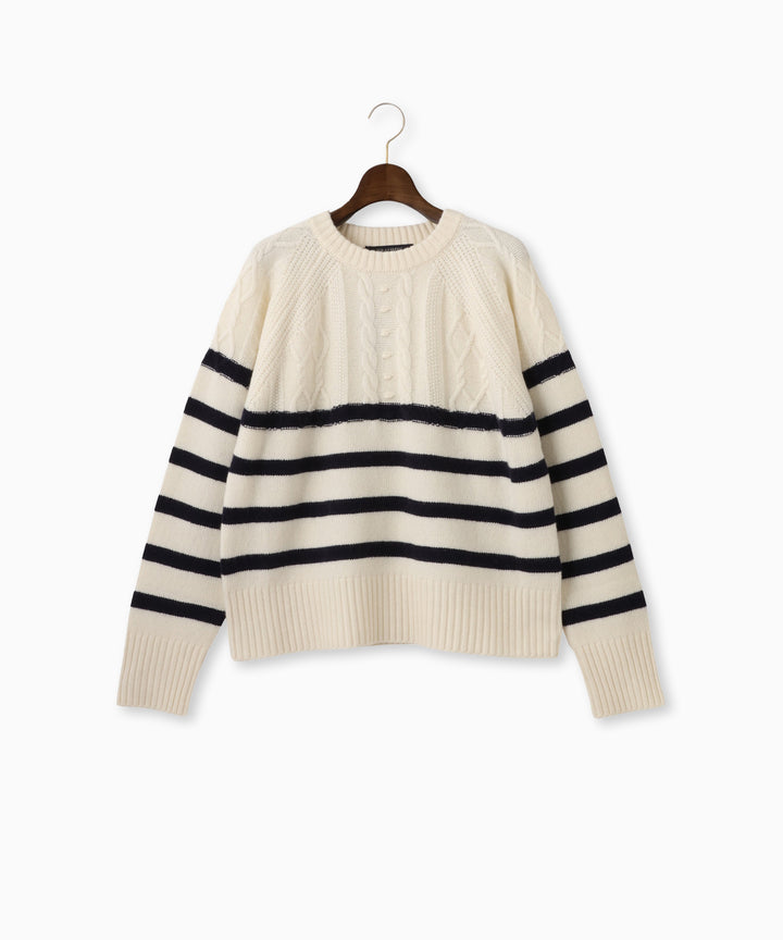 ボーダーミックスショートニット