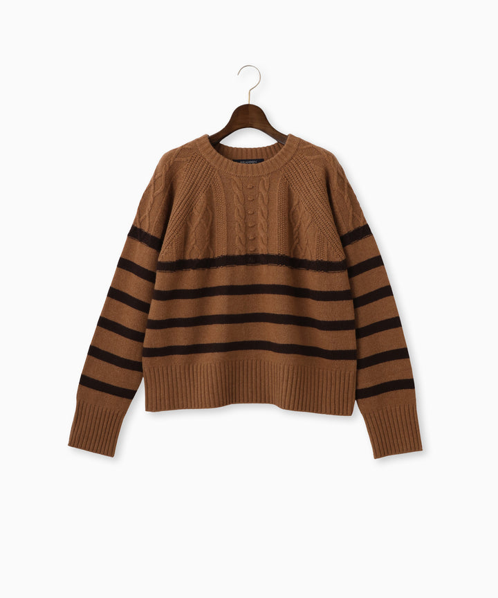 ボーダーミックスショートニット