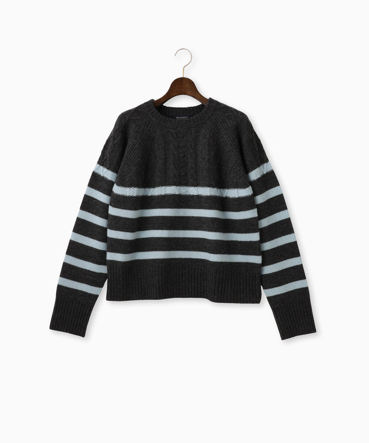 ボーダーミックスショートニット