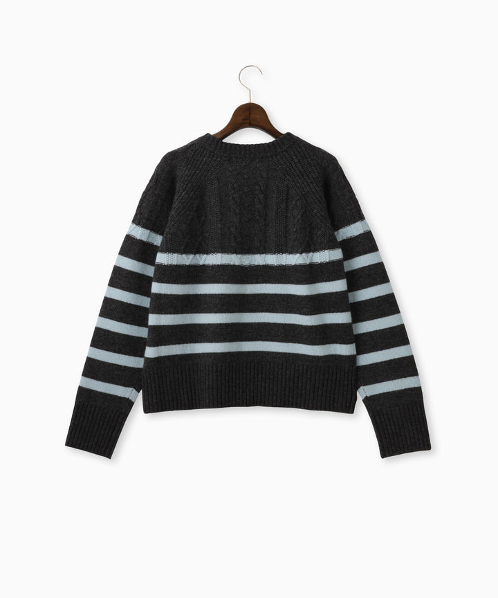 ボーダーミックスショートニット