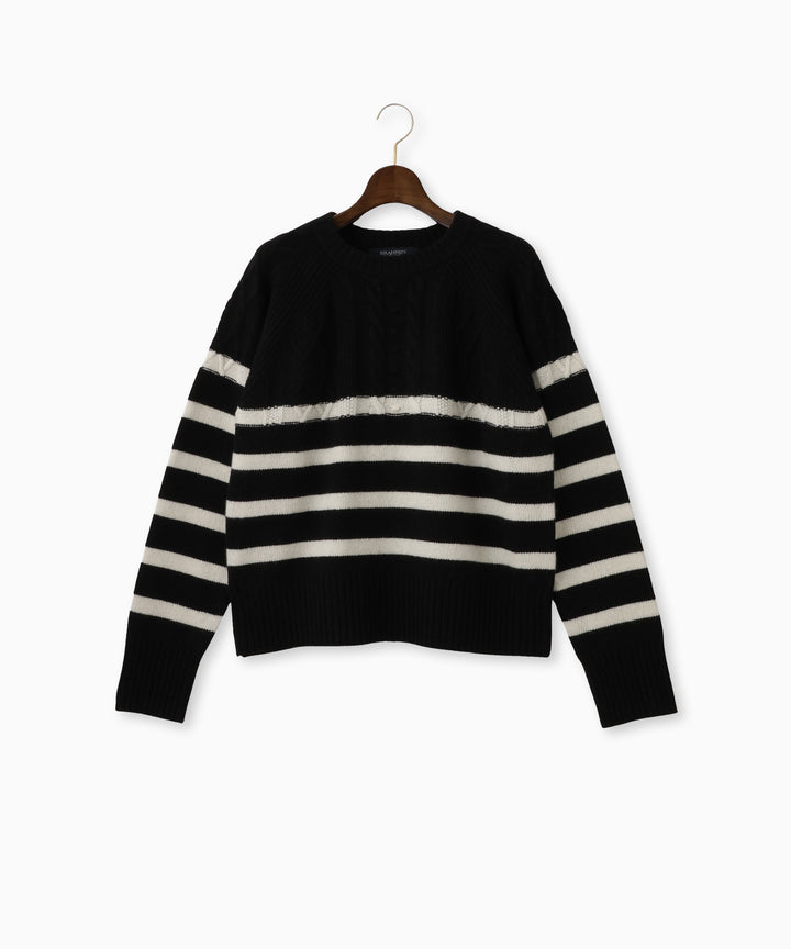 ボーダーミックスショートニット