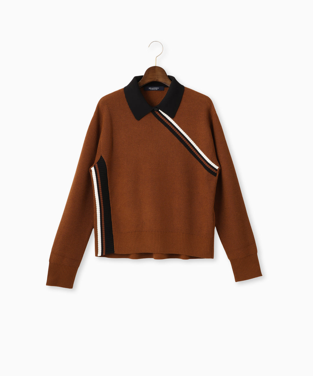 衿付きカラーラインニット