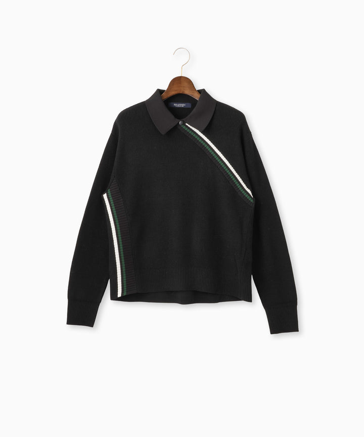 衿付きカラーラインニット