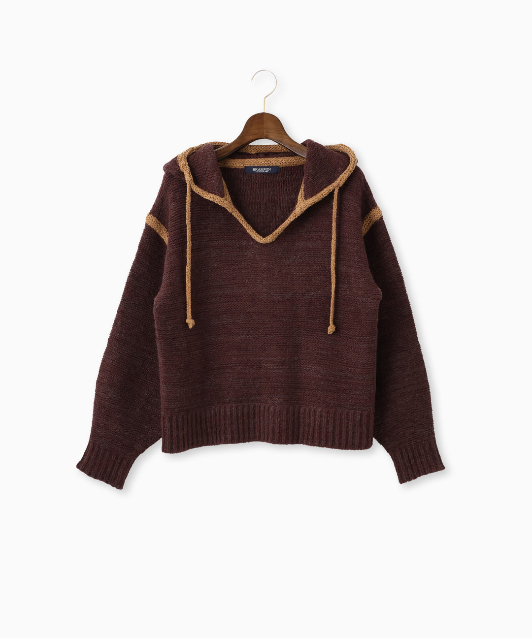 フード付きプルオーバーニット