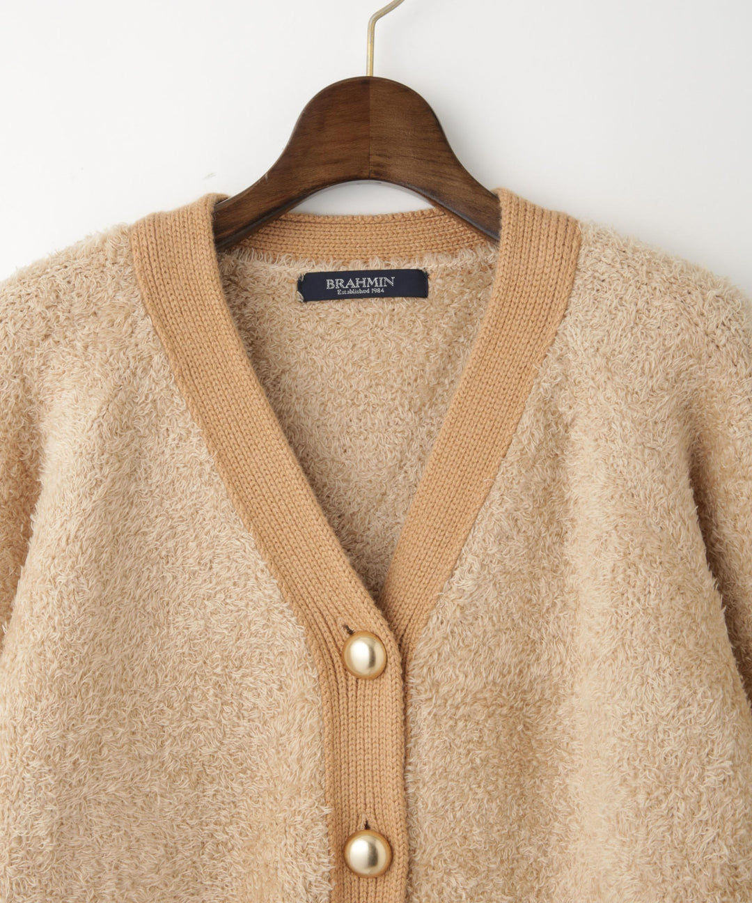 フェザーヤーン異素材切替カーディガン