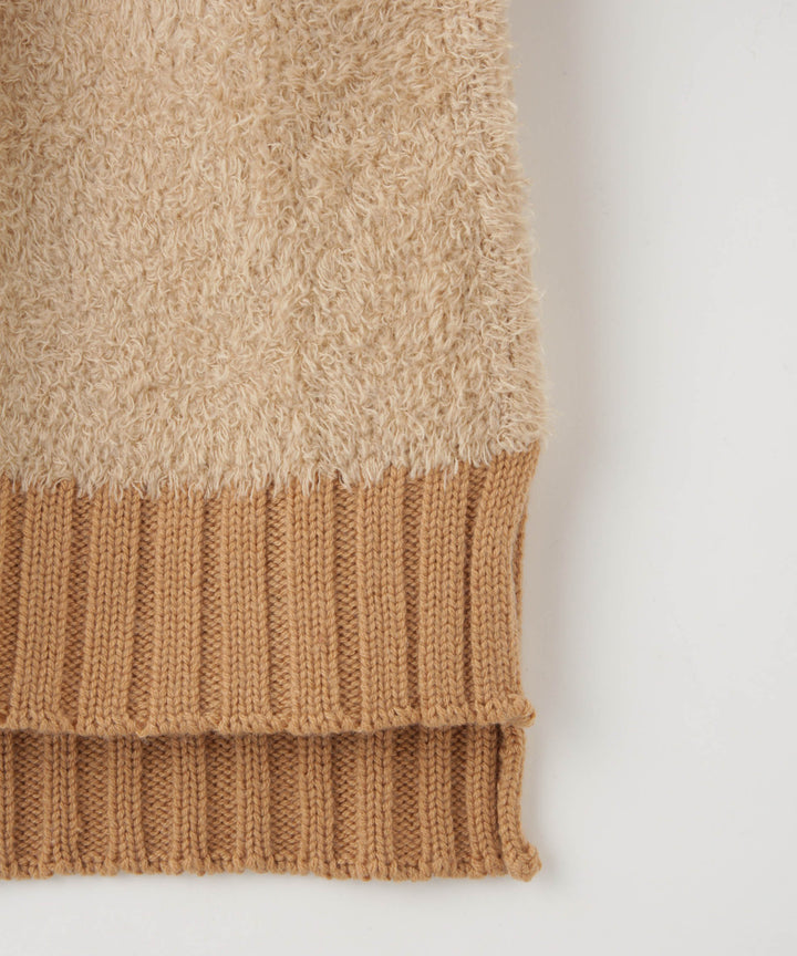 フェザーヤーン異素材切替カーディガン