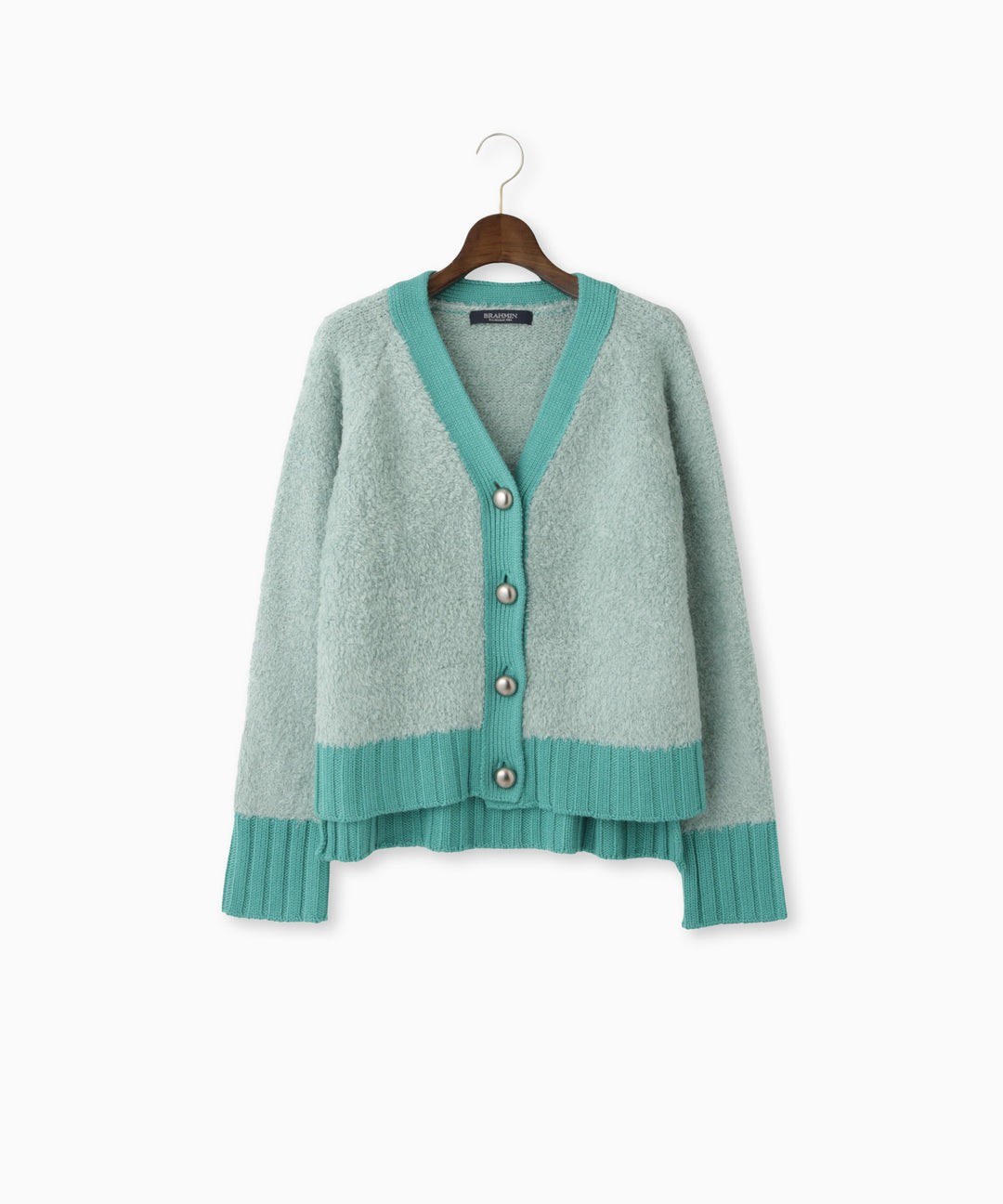 フェザーヤーン異素材切替カーディガン