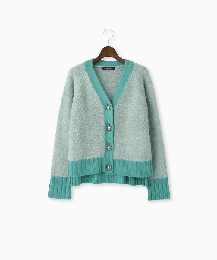 フェザーヤーン異素材切替カーディガン