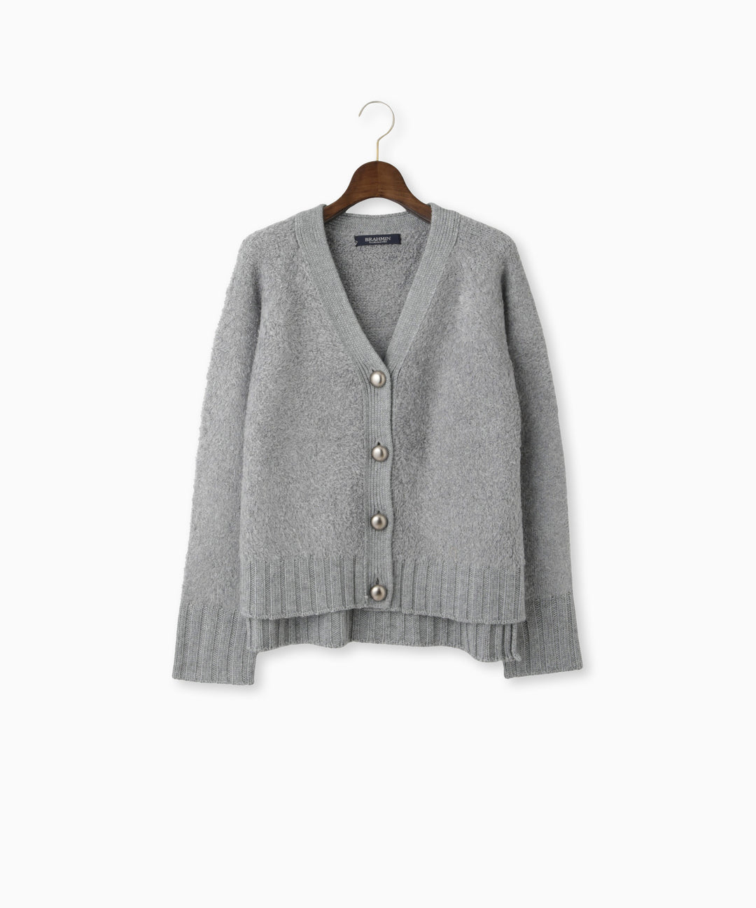 フェザーヤーン異素材切替カーディガン