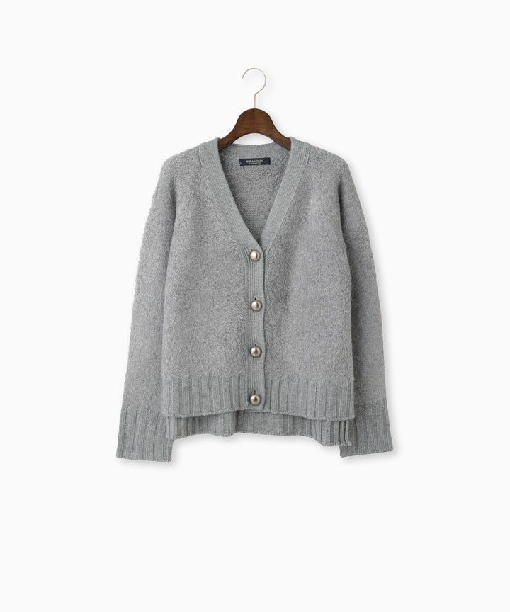 フェザーヤーン異素材切替カーディガン