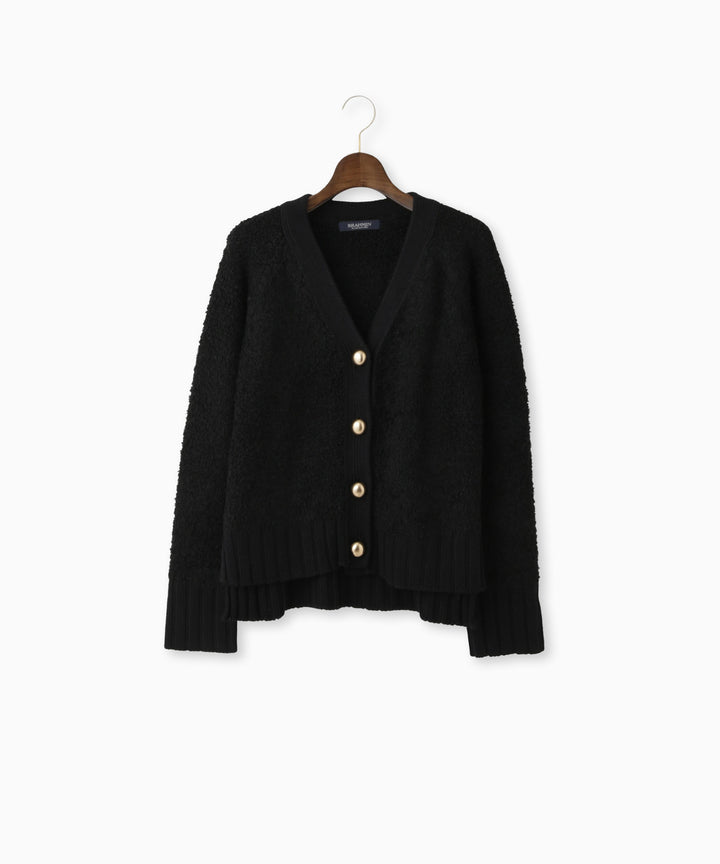 フェザーヤーン異素材切替カーディガン