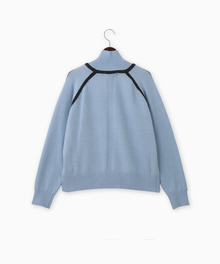 配色デザインハイネックニット