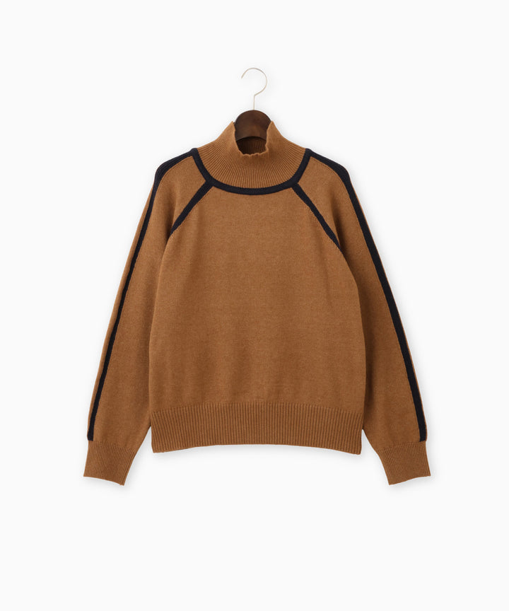 配色デザインハイネックニット