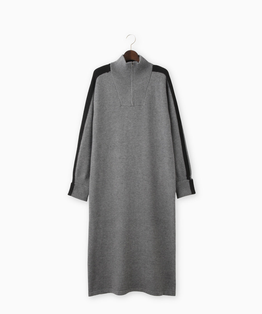 ハーフジップ配色ニットワンピース