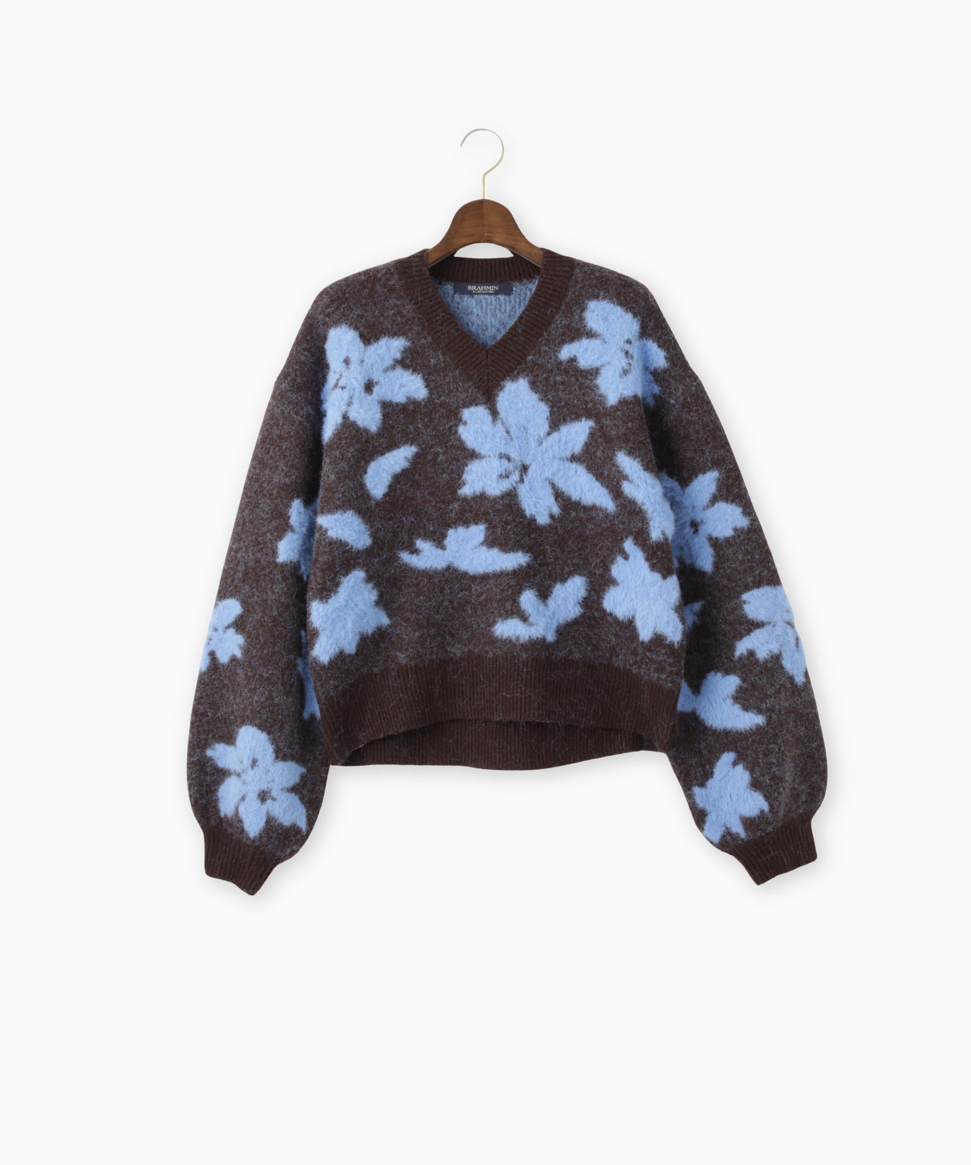 フェザーヤーンフラワー柄Vネックニット – FACE SANS FARD