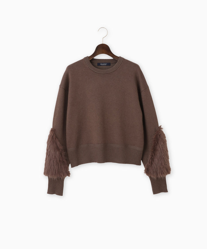 袖ファーベーシックニット