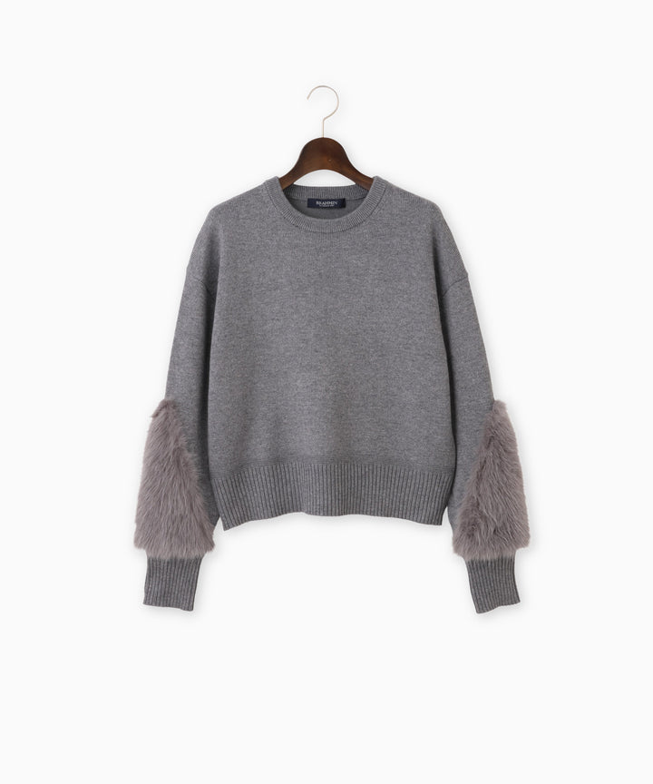 袖ファーベーシックニット