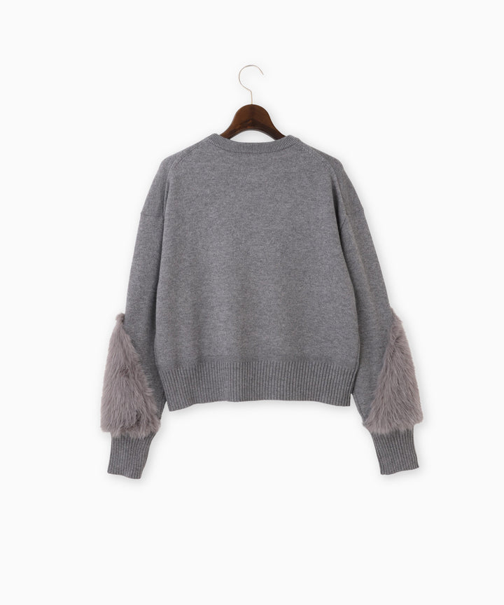 袖ファーベーシックニット