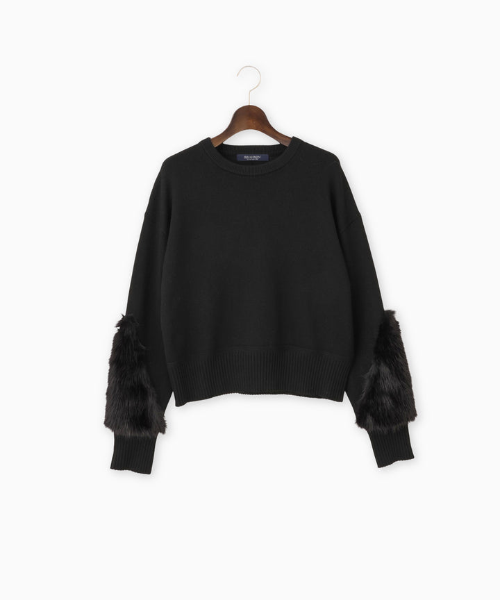 袖ファーベーシックニット